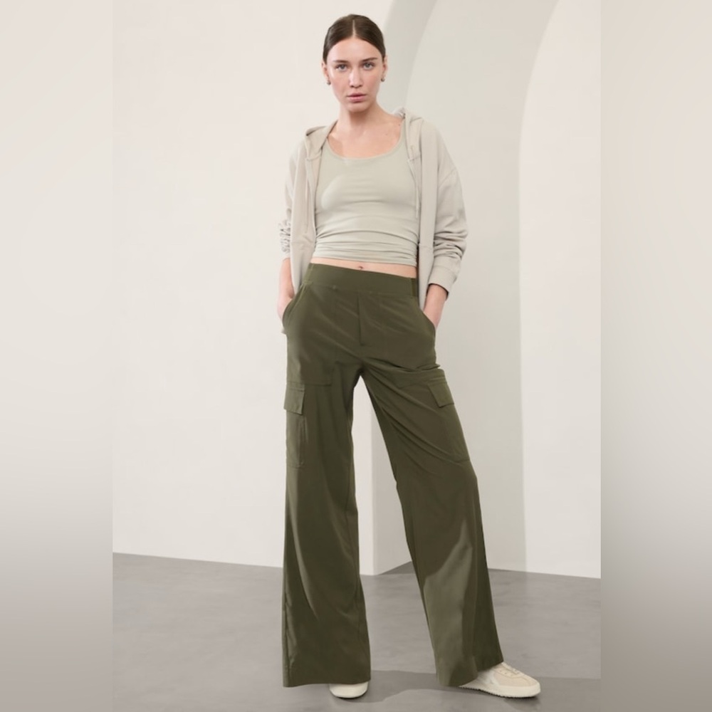 Athleta Olive Green Wide-Leg Cargo Pants